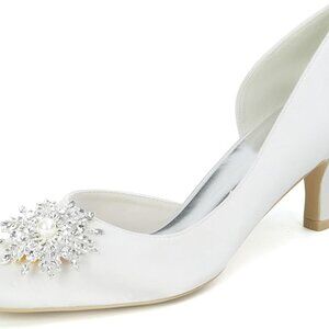 Kitten Heel Pumps, Slip On Sandals with Pointed Toe for Party Wedding Office